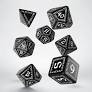 Q-Workshop: 7 Dice Set- Runic: Black & White